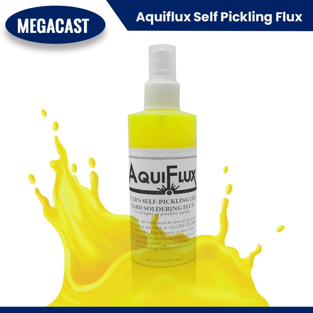 Aquiflux Self Pickling Flux for Precious Metals Gold Silver Jewelry and Hard Soldering 8 Oz Megacast (275 ml)