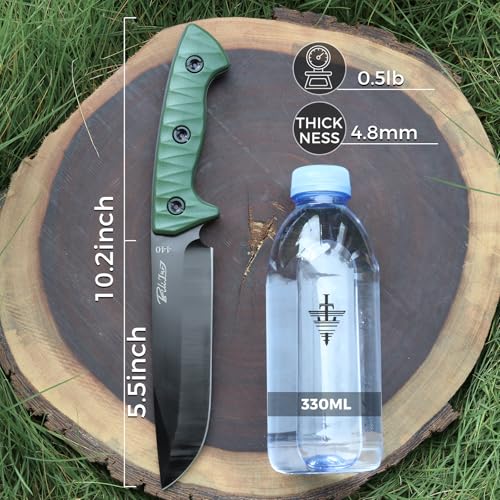 Bilizuo Full Tang Fixed Blade Tactical Knife, 5.5" Hunting Knife with 440 Stainless Steel & Ergonomic ABS Handle, Camping ...