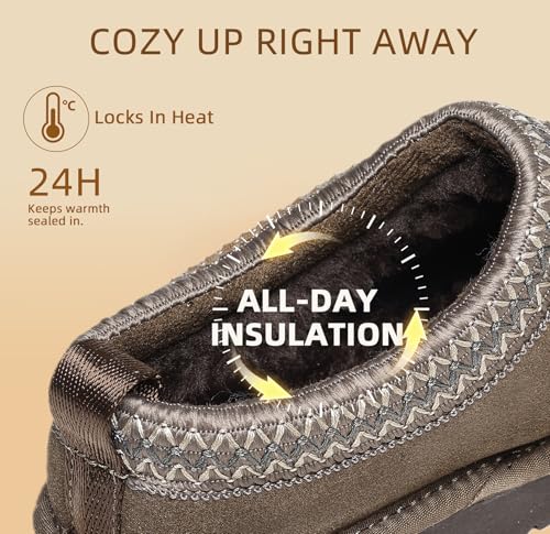 Meik Mangni Women's Slippers Genuine Suede Platform Mini Boots Mens Faux Fur Warm Lining Winter Mules Cozy Warm House Shoe...