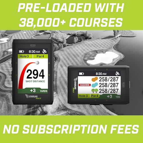 Izzo Golf Swami Max Handheld GPS Unit - Rangefinder Golf GPS with Oversized Large Color Screen for Measuring Golf Distance...