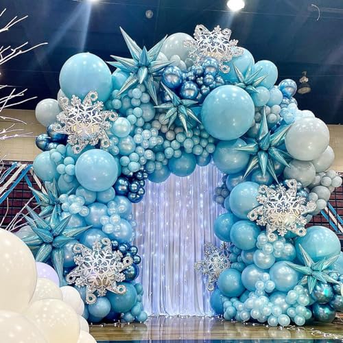 Blue and White Balloons, 50pcs 12 inch Blue White Confetti Balloons Kit, Metallic Chrome Blue Latex Balloons for Birthday,...