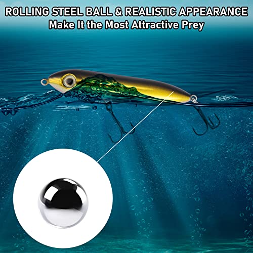 Alwonder Top Water Fishing Lures Kit for Saltwater and Freshwater, Bass Fishing Lures Treble Hooks Hard Baits, Walk-The-Do...