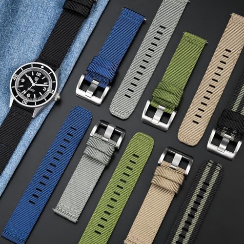 TACTICAL FROG Nylon Watch Band 24mm Watch Strap Replacement for Men Women Military Watch Straps With Stainless Steel Buckl...