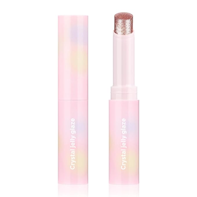 Crystal Jelly Glaze Stick Eyeshadow Stick, Hydrating Jelly Shimmer Eye Shadow Crayon, Lightweight Eye Brightener Makeup Glitter Eye Shadow (02, 02)
