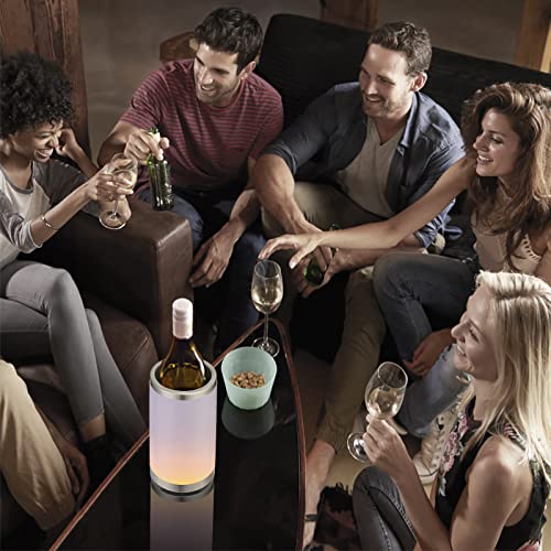 Elrigs Wine Chiller with Rechargeable RGB Touch Lamp| Wine Bottle Cooler Bucket| Double Walled Insulator with 2 Ice Pack f...