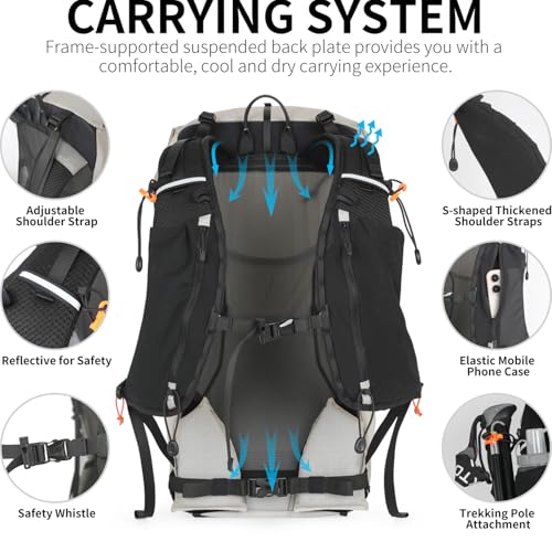 IX INOXTO Hiking Backpack for Men and Women, 30L Waterproof Camping Backpack with 3L Water Bladder and Rain Cover (Light g...