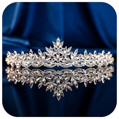 Silver Crystal Princess Queen Tiara - Bride Rhinestone Crowns Headband for Women Wedding Birthday Halloween Prom Pageant P...