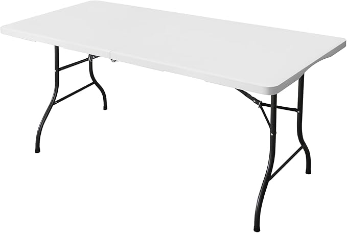 FROASISPRO 6ft Folding Table, Portable Heavy Duty Plastic Fold-in-Half Utility Table for Indoor/Outdoor Use, Dining, Campi...