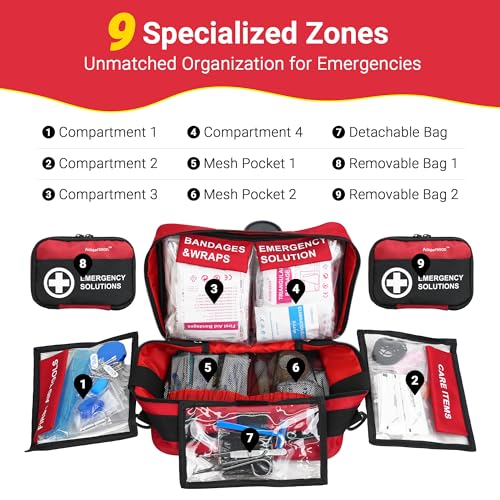 Aoldersson 520 Piece Large First Aid Kit – Emergency Survival Kit for Car, Home, Camping, and Travel – Compact Medical Kit...
