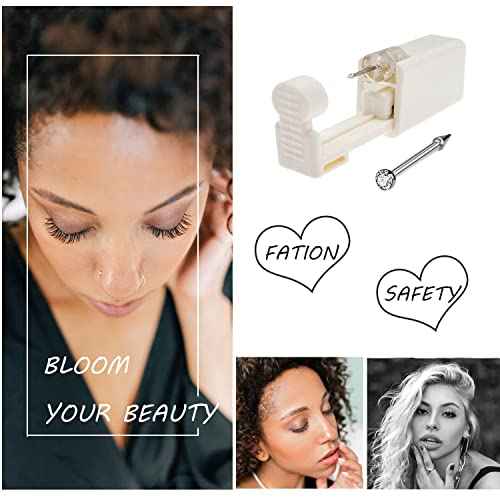 Nose Piercing Kit, 2 Pack Disposable Self Nose Piercing Gun with 10 Pcs Nose Rings