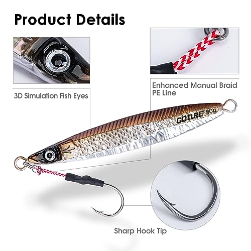 Goture Fishing Jigs Saltwater,60g-400g Vertical Jigs with Assist Hook, Speed Fast Jig Deep Sea Fishing Jigging Spoon Lures...