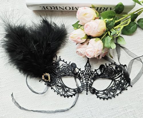Ailansnug Masquerade Mask for Women Feather Lace Masks For Prom Ball Mardi Gras Halloween Party Costume Supply