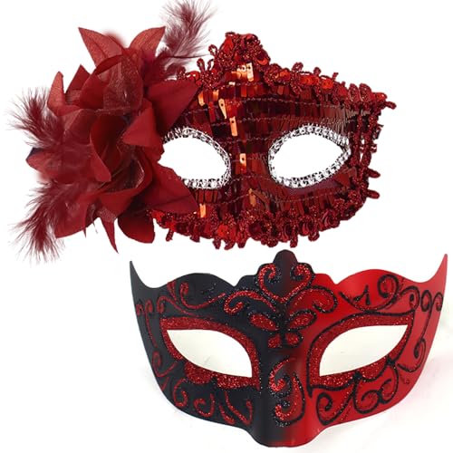 MYMENU Masquerade Mask for Women Couple Masquerade Mask for Men Shiny Venetian Mask Halloween Mask for Party Prom