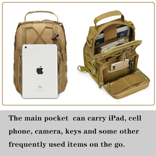 LUYEJKO Tactical Sling Bag for Men，Tactical Shoulder Bag，Small Tactical Bag for Men (Khaki)