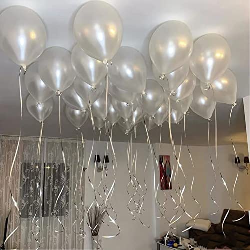 12 inch Pearl White Latex Balloons, 60 pcs Thick WhiteBalloons for Party Decorations (12inch Pearl white)