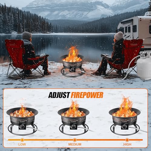 GasBRUH Outdoor Portable Propane Fire Pit, 19-Inch,60,000 BTU with Cover&Carry Kit,Camping Propane Fire Pits,Gas Firebowl,...