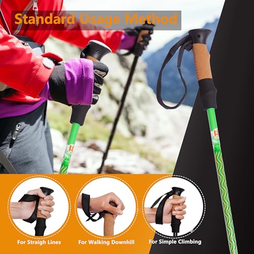 Carbon Fiber Trekking Poles, Lightweight Adjustable Hiking Poles with Cork Grips, Pair of 2 Walking Sticks Balance Support...