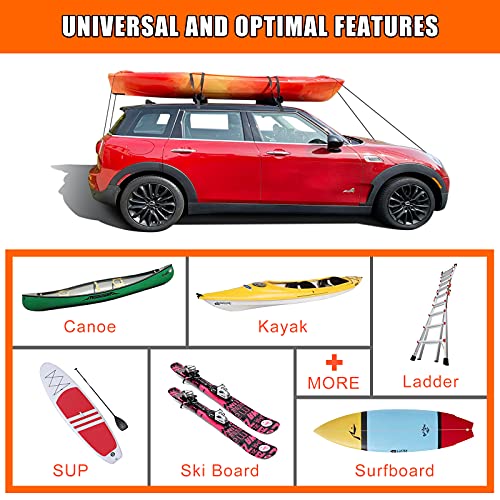 MeeFar Universal Car Soft Roof Rack Pads Luggage Carrier System for Kayak Surfboard SUP Canoe Include 2 Heavy Duty Tie Dow...