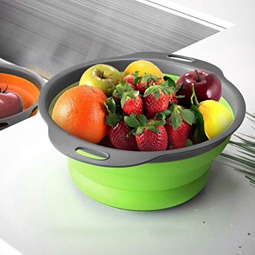 QiMH Collapsible Colander and Strainer Set of 4, 2 PC 4 Quart(1 gal) and 2 PC 2 Quart(0.5 gal), Food-grade Sturdy Plastic ...