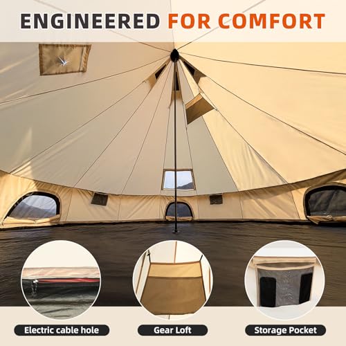 Oxford Bell Yurt Tent with Stove Jack, Easy-to-Maintain Yurts for All Year Living, 4 Season Yurt Tents for Camping, Family...