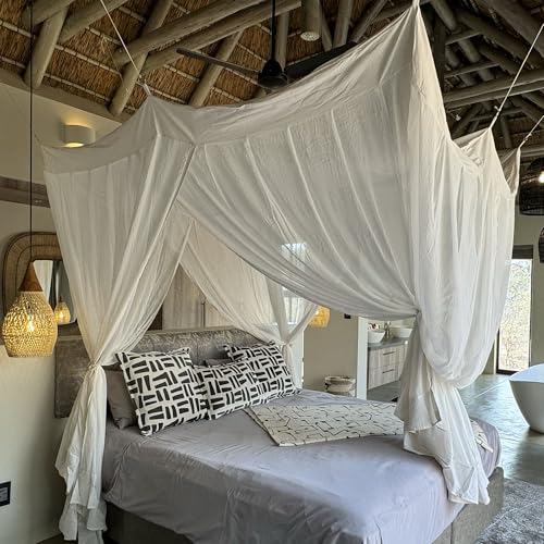 UB-STORE 100% Cotton Bed Canopy for Queen and King Size Bed | Handmade Luxury Mosquito Net Bedroom Curtains | Decorative R...
