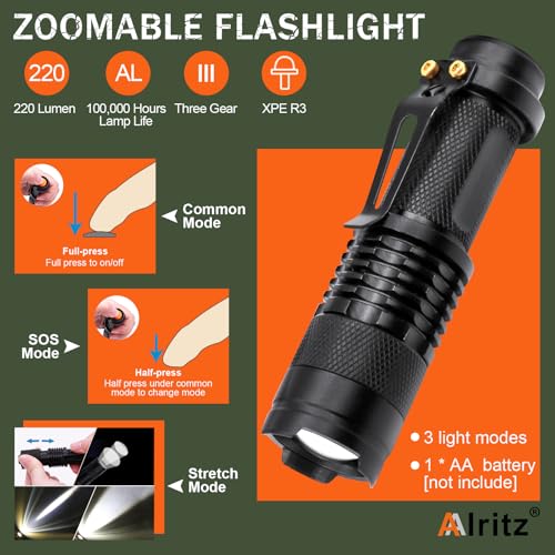 Alritz Emergency Survival Kit, for Men 12 in-1 Outdoor Survival Gear Lifesaving Tools Contains Compass, Fire Starter,for C...