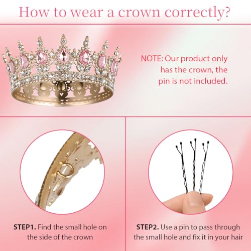 AOOSA Crown for Women, Full Round Queen Crowns, Sparkly Rhinestone Tiara, Princess Tiaras Hair Accessories for Party, Birt...