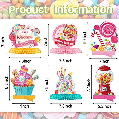 Marspark 10 Pieces Candyland Party Decorations Lollipop Table Centerpieces Sweet Candy Honeycomb Centerpieces Decor for Bi...