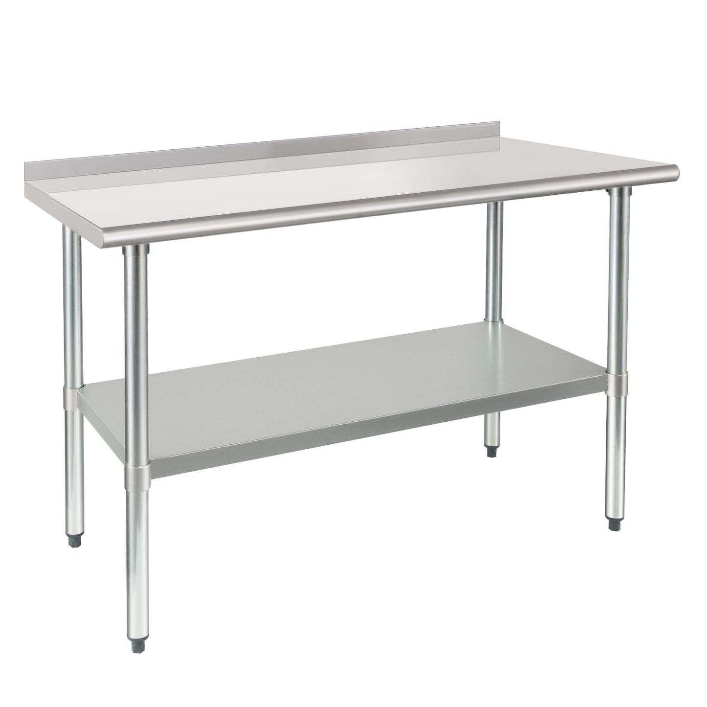 HARDURA Stainless Steel Table Prep & Work Table 24 x 48 Inches NSF Heavy Duty Commercial with Undershelf and Backsplash for Restaurant Kitchen Home and Hotel