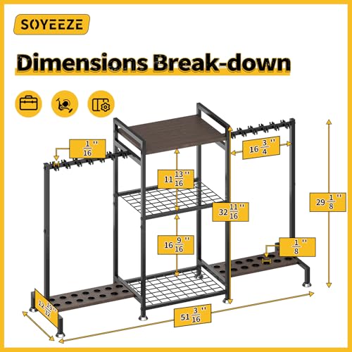 SOYEEZE Fishing Rod Holder for 28 Rods, Ground Stand Fishing Pole Holders for Garage, 3-Sided Vertical Fish Rod Rack for T...