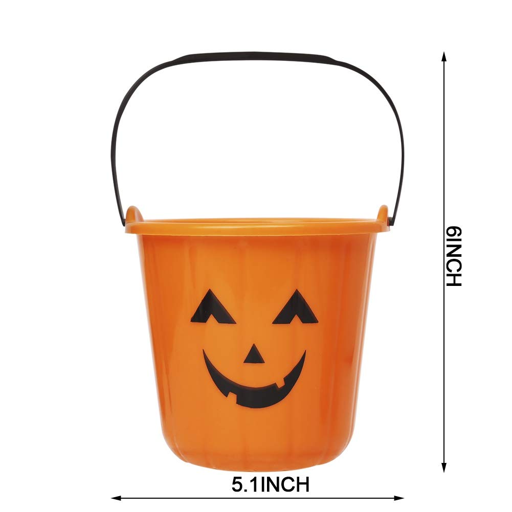 Zcaukya Halloween Trick Treat Candy Buckets, 6-Pack Plastic Pumpkin Pails