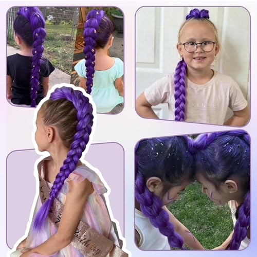 Arcpor Long Purple Braiding Hair Pre Stretched Synthetic Braiding hair Extensions for Braids, Purple Hair Extensions for S...