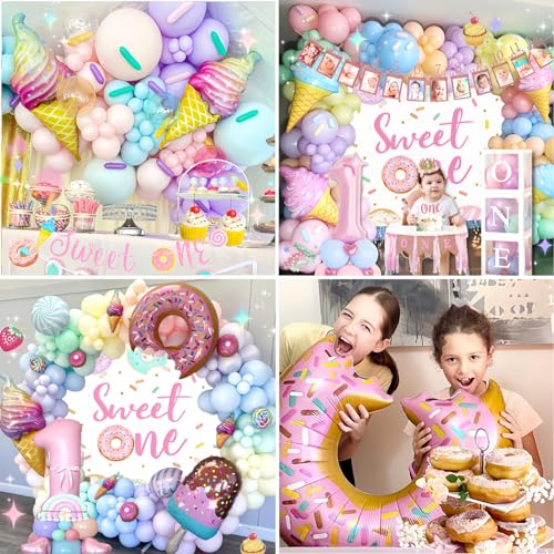 Daidle 1st Birthday Decorations for Girl, 128pcs Sweet One Birthday Party Decorations, Balloon Boxes, Party Backdrop, Phot...