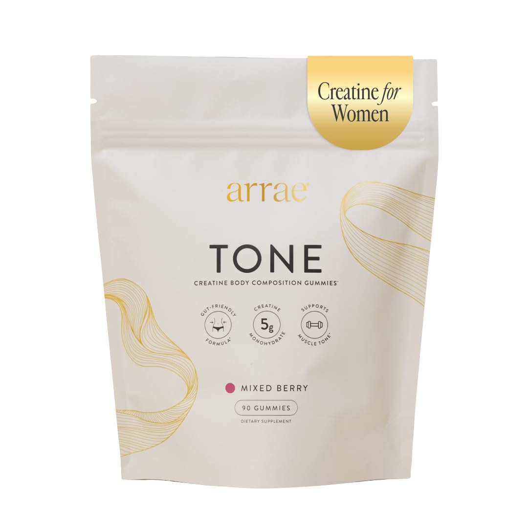 Arrae Tone Gummies – Creatine Monohydrate 5g for Women – Support Lean Muscle, Strength & Recovery – Hormone-Friendly Muscle Toning Supplement – Mixed Berry Flavor – 90 Count