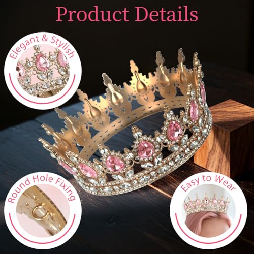 AOOSA Crown for Women, Full Round Queen Crowns, Sparkly Rhinestone Tiara, Princess Tiaras Hair Accessories for Party, Birt...
