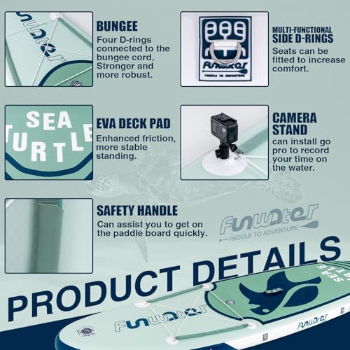 FunWater Inflatable Stand Up Paddle Board with Premium SUP Paddleboard Accessories, Anti-Slip EVA Deck, 11'/10'6'' Paddle ...