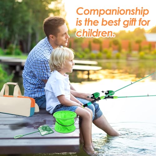 Kids Fishing Rod Reel Combo 4.92FT/5.9FT 2PCS Telescopic Fishing Pole Spincast Reel with Fishing Accessories Ultralight Fi...