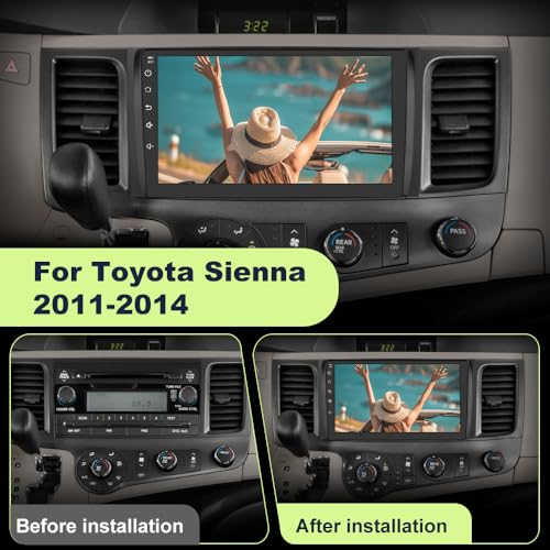 Pyniro 2G+64G Car Radio Stereo for Toyota Sienna 2011-2014 9 Inch Android 13 Head Unit Touchscreen with CarPlay Android Au...