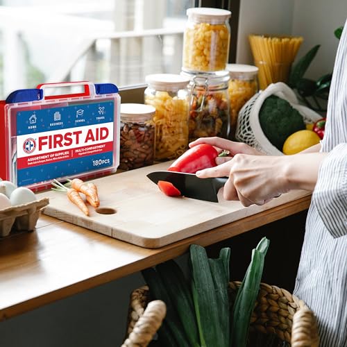 Be Smart Get Prepared 180 Piece First Aid Kit: Clean, Treat, Protect Minor Cuts, Scrapes. Home, Office, Car, School, Busin...