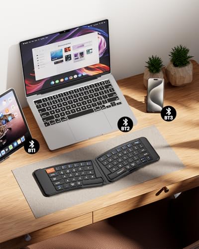ProtoArc Ergonomic Foldable Keyboard, XK03 Split Folding Travel Bluetooth Keyboard, Ultra Slim, Portable for iPad, iPhone,...