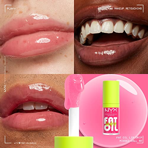 NYX PROFESSIONAL MAKEUP Fat Oil Lip Drip, Moisturizing Lip Oil Gloss, Vegan Tinted Formula, Up to 12 HR Hydration - Missed...