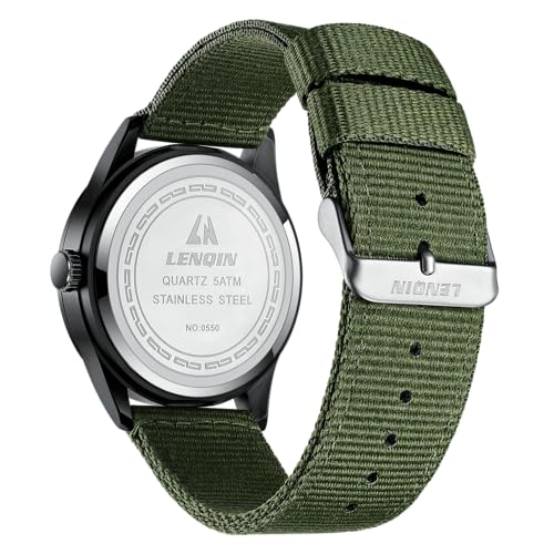 LN LENQIN Mens Watches Unisex Military Sport Nylon Strap Stylish Luminous Fashion Analog Quartz Watch for Men Waterproof A...