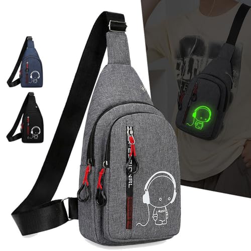 Luminous Light Crossbody Bag Single- Shoulder Backpack Adjustable Portable Men's Outdoor Hiking Sports Backpack