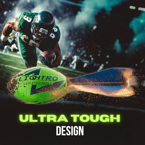 LIGHTRO - Foam Glow in The Dark Football - Super Bright - Smart LEDs - Batteries Included - Football Game for Kids 8 9 10 ...