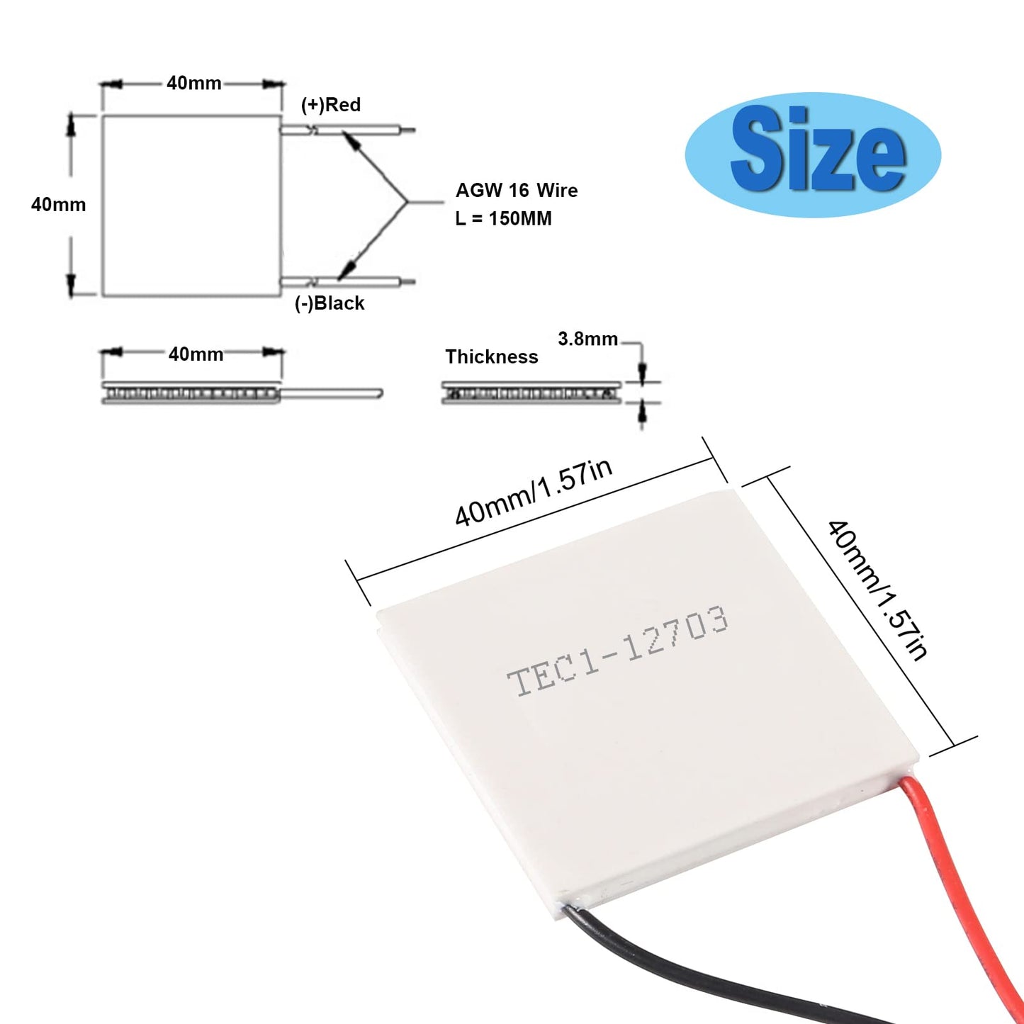 Diitao 4Pcs Tec1-12703 Semiconductor Refrigeration Tablets Heatsink Thermoelectric Cooler Cooling Plate Cooler Module 12V 6A Pel