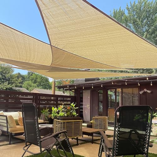 LOVE STORY 12' x 12' x 12' Triangle Sun Shade Sail Canopy UV Block Sunshade for Outdoor Patio Garden Backyard, Sand (We Ma...