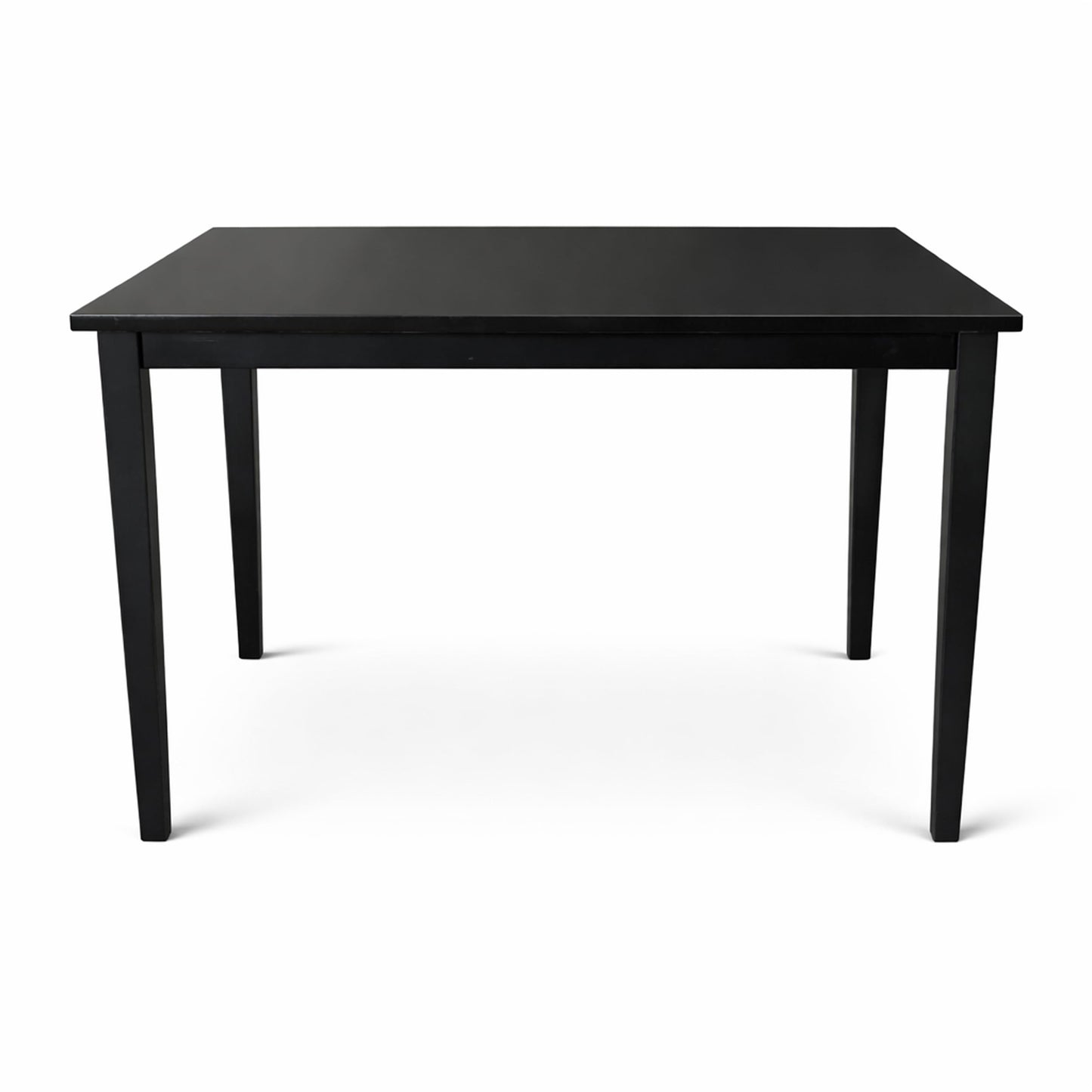Modern 43.3 Inch Rectangular Dining Table, Black Finish Solid Rubberwood