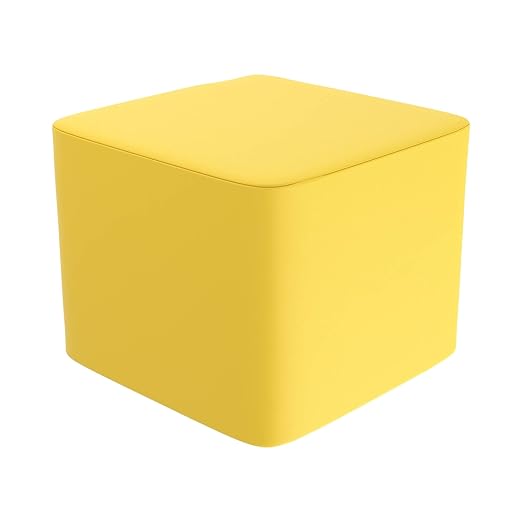 Children's Factory Versatile 3-in-1 FlexCube, Mix-and-Match Kids Chairs, Sofas, Corner Ottomans and Cubes, Foam-Filled and Water-Resistant, Flexible Seating for Classroom Elementary, Yellow Ottoman