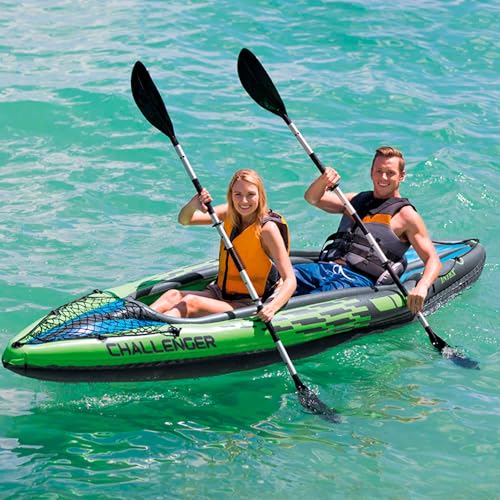 INTEX Challenger Inflatable Kayak Series: Includes Deluxe 86in Kayak Paddles and High-Output Pump – SuperStrong PVC – Adju...