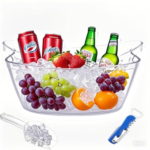 1pcs 6L Ice Bucket with 1pc Scoops and 1 Wine Beer BottleOpener,Large Clear Acrylic Ice Bucket for for Wine Champagne Mimo...